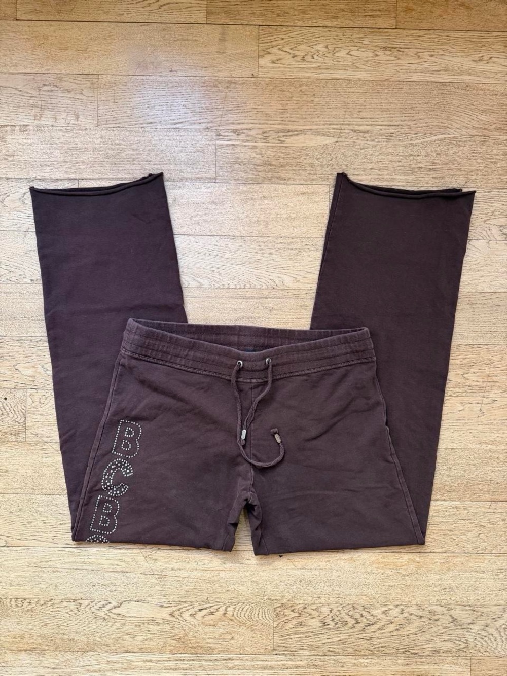 Y2K BCBG Max Azria Rhinestone Low Rise Flare Sweatpants